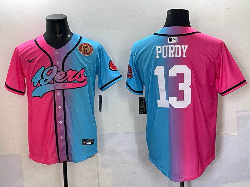 Men San Francisco 49ers #13 Purdy Blue pink Nike Limited NFL 2025 Jersey 003